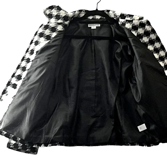 Pendleton Jacket SZ M  Hounds Tooth Black Cream Wool / Lamb Academia Classic - Picture 8 of 12
